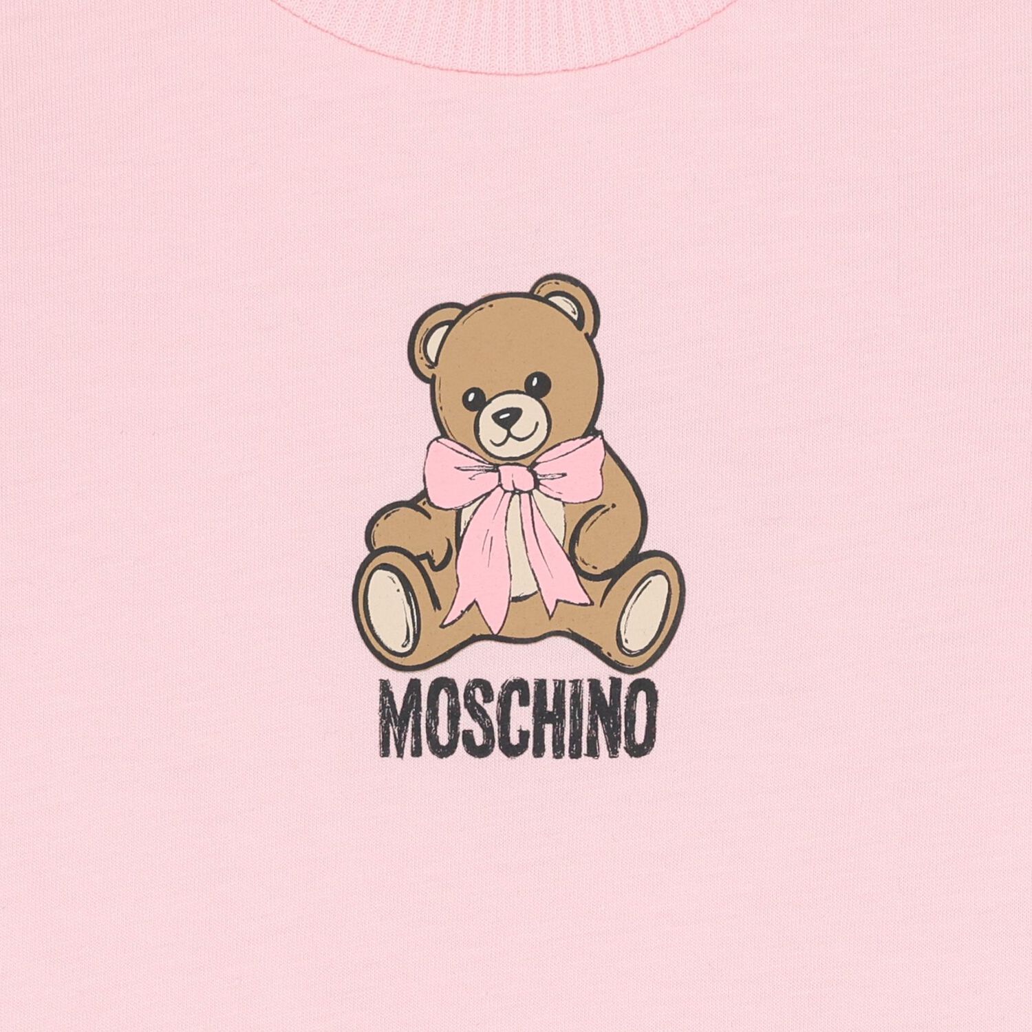 Younger Girls Pink Teddy Bear Logo Long Sleeve Top, 2, hi-res