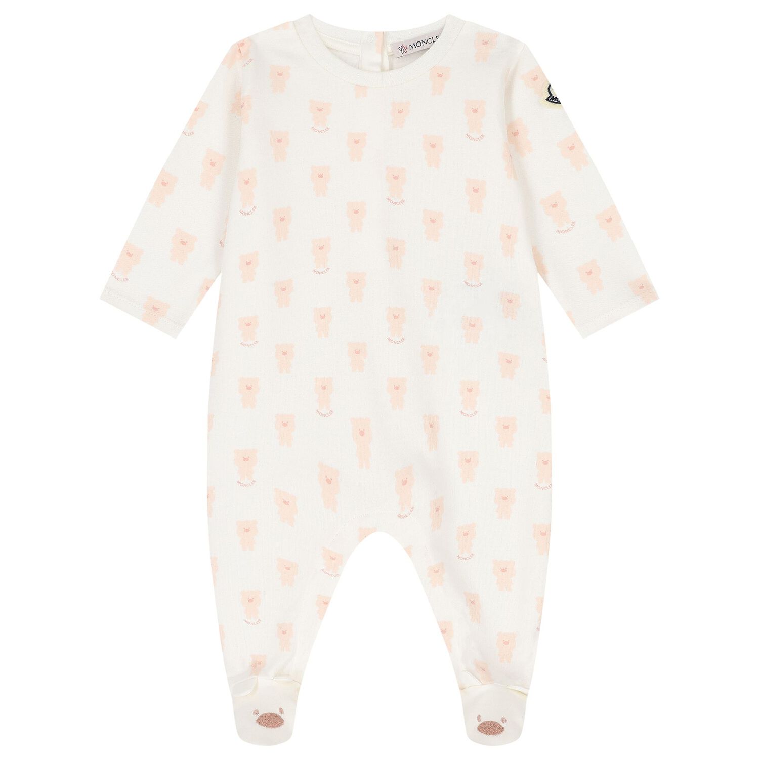 Baby Girls Ivory & Pink Teddy Bear Logo Babygrow Set, 1, hi-res