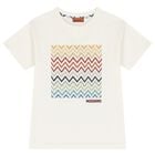Boys Ivory Zig Zag Logo T-Shirt, 1, hi-res