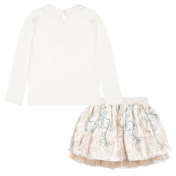 Girls Ivory Heart Skirt Set