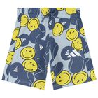 Boys Blue Logo Smiley Shorts Set, 1, hi-res