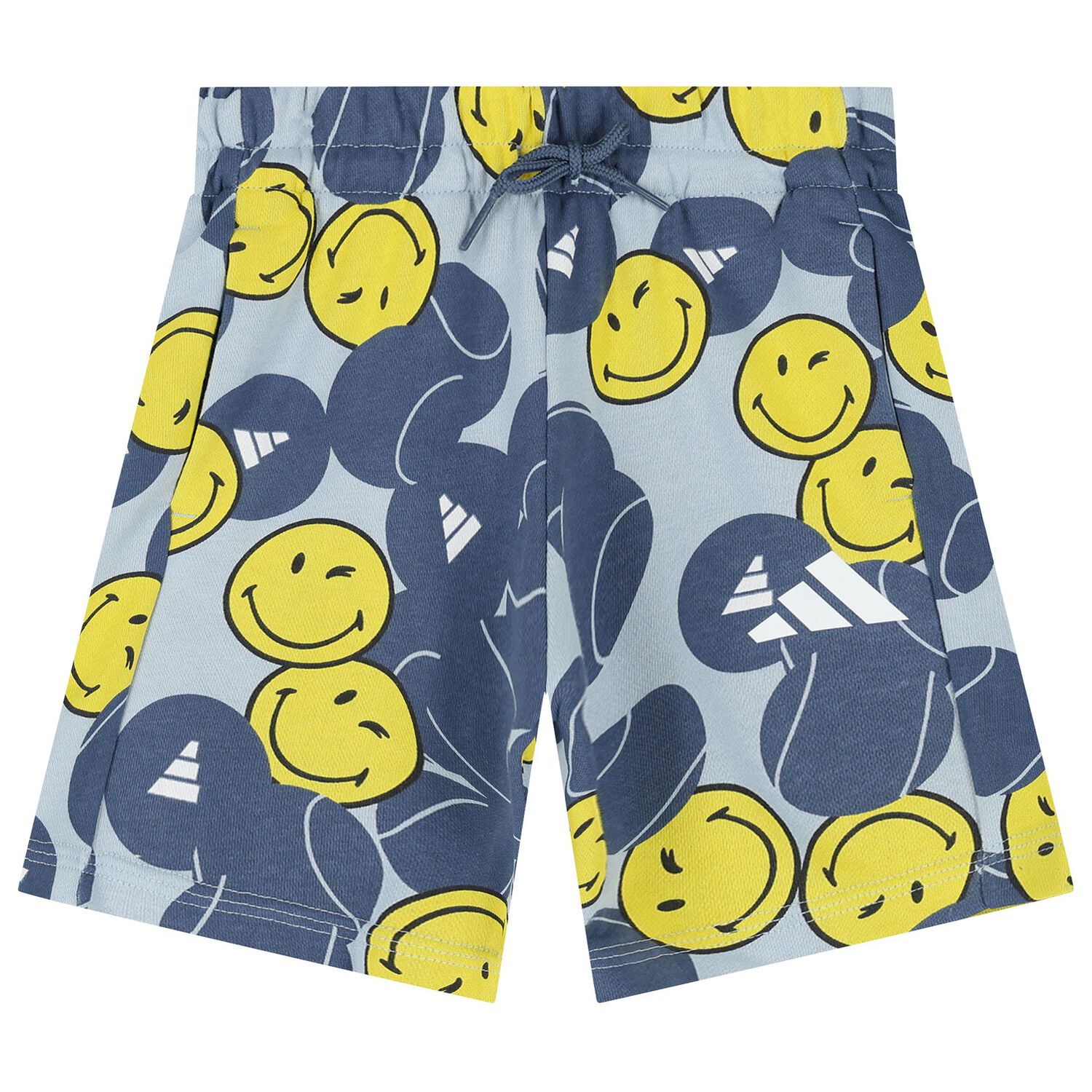 Boys Blue Logo Smiley Shorts Set, 1, hi-res