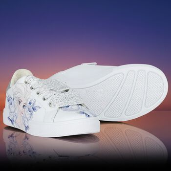 Girls White & Blue Disney Logo Trainers
