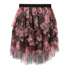 Girls Black & Pink Rose Tulle Skirt, 1, hi-res