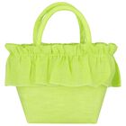 Girls Green Logo Ruffled Hand Bag, 1, hi-res