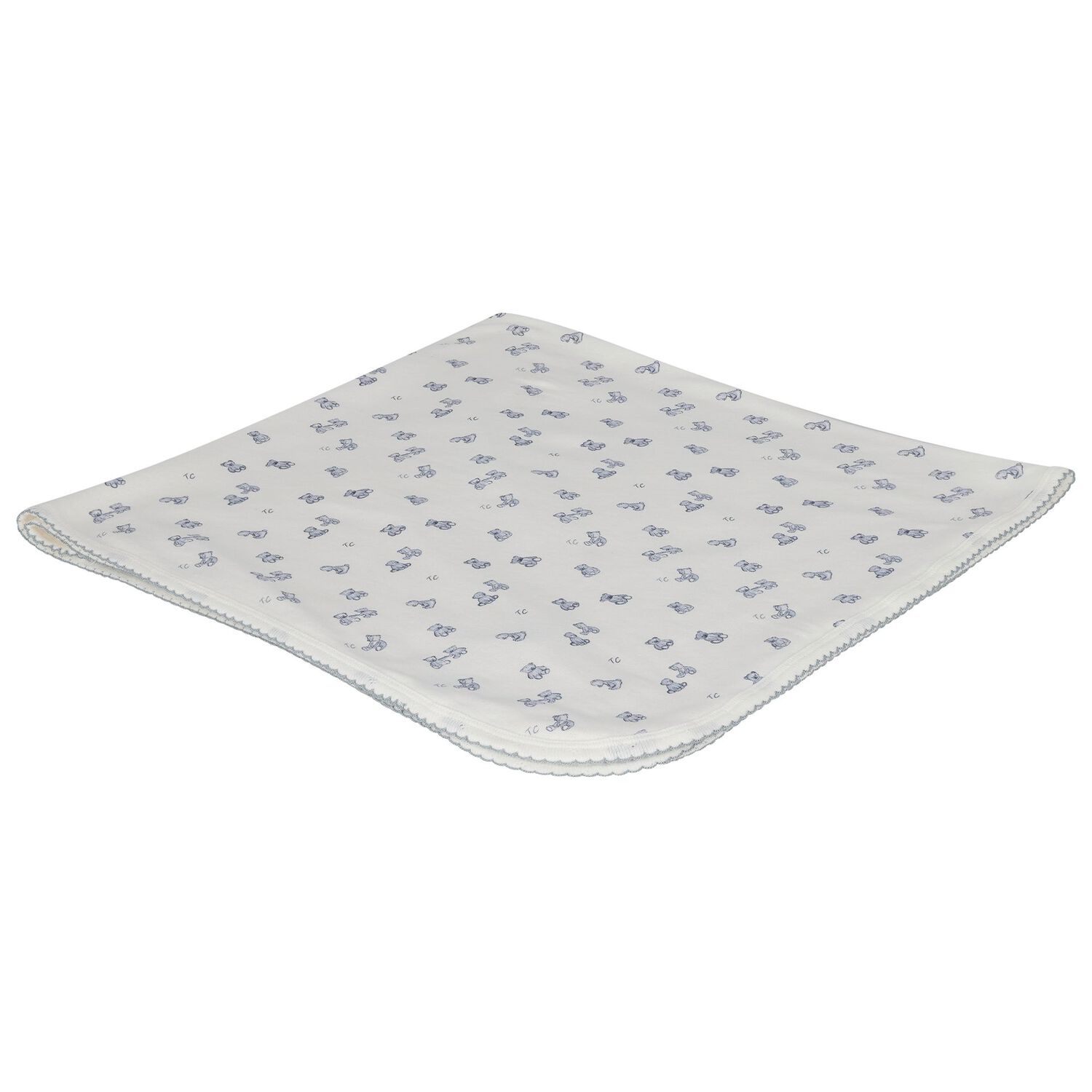 Baby Boys Ivory & Blue Teddy Bear Blanket, 2, hi-res