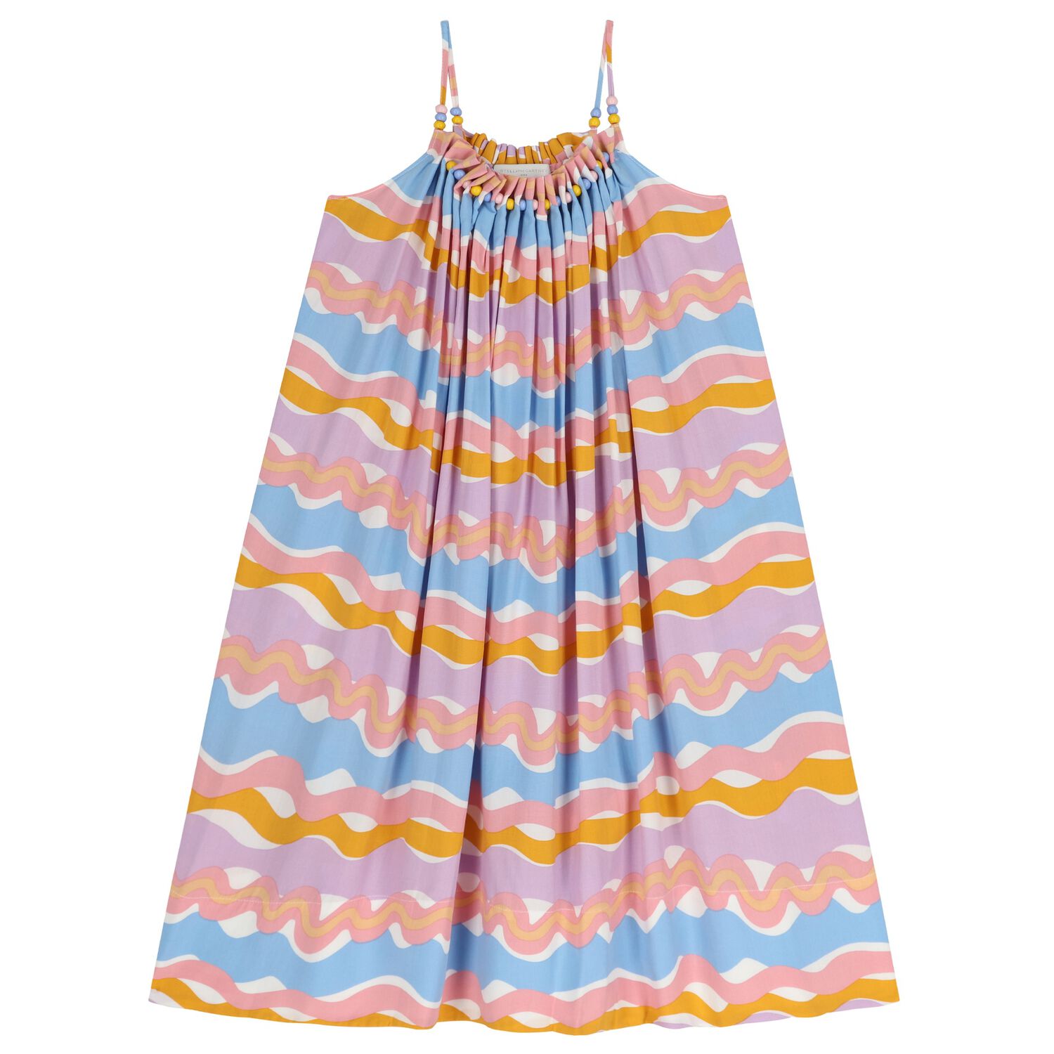 Girls Multi-Coloured Wavy Stripe Dress, 1, hi-res