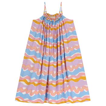 Girls Multi-Coloured Wavy Stripe Dress