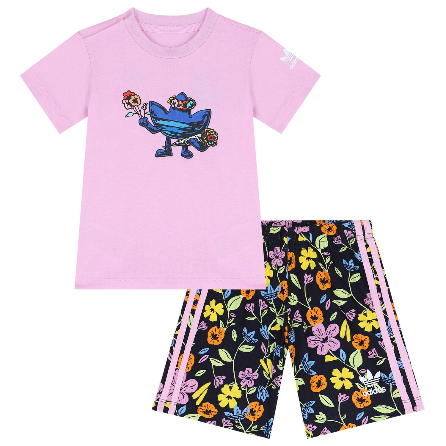 Younger Girls Purple & Navy Blue Logo Shorts Set, 1, hi-res image number null