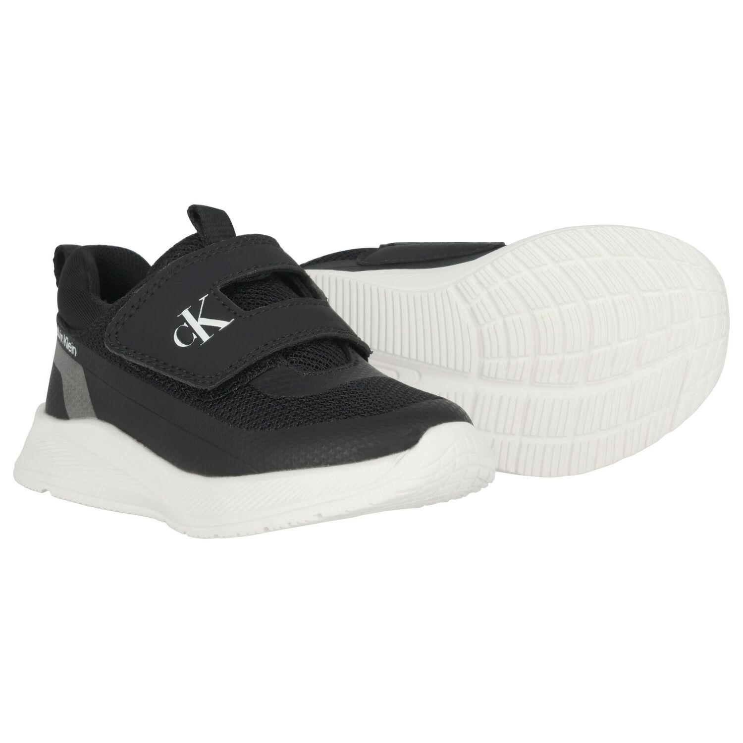Black Mesh Logo Trainers, 1, hi-res
