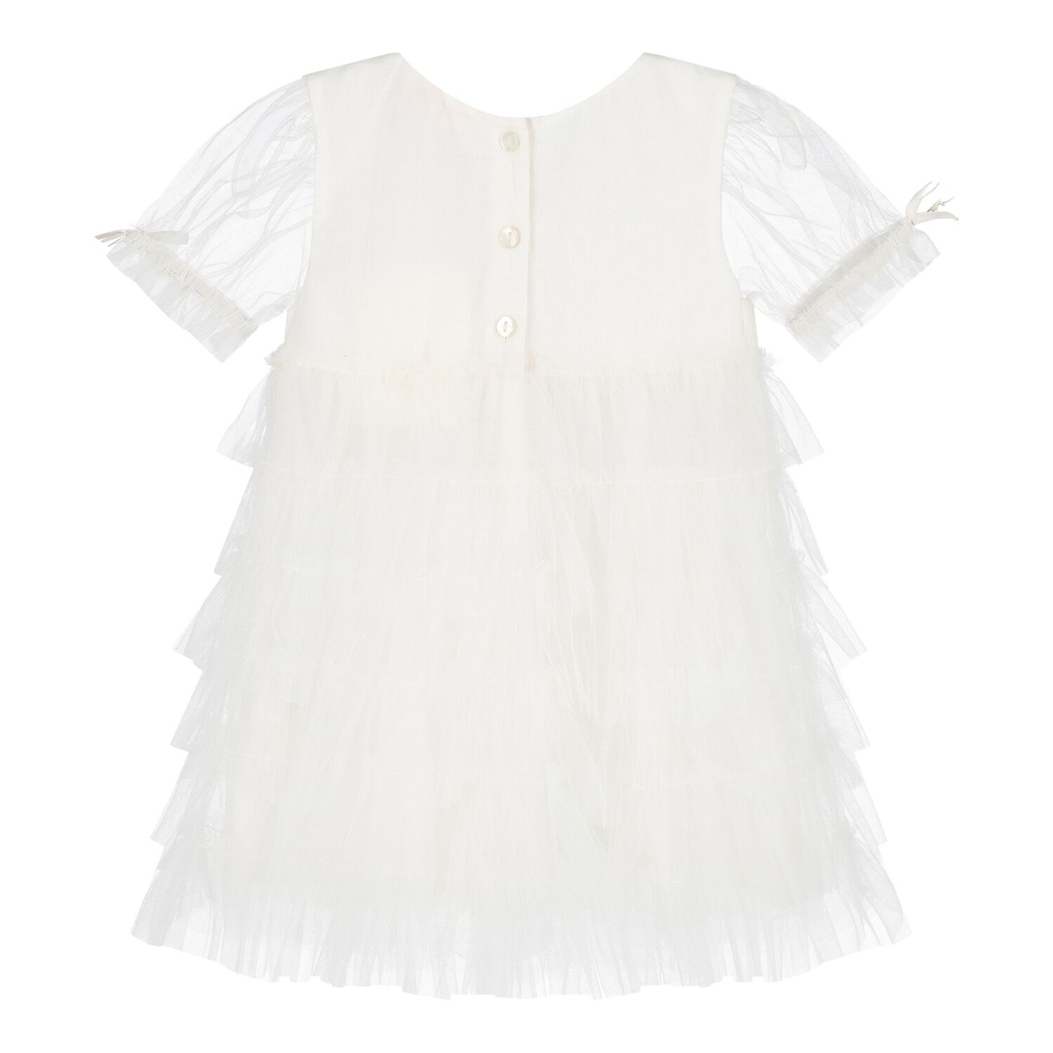 Baby Girls White Embellished Tulle Dress Set, 1, hi-res