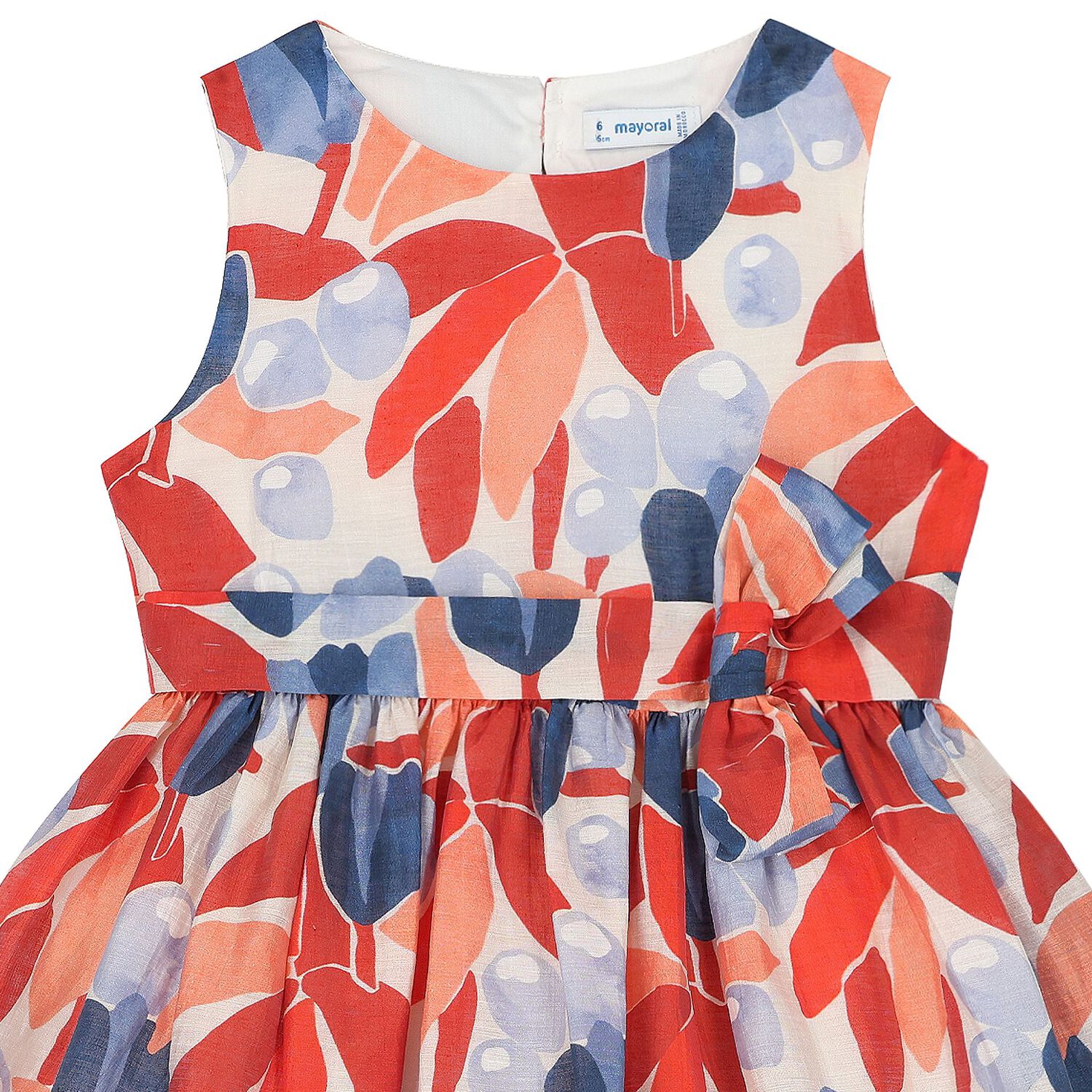 Girls Orange & Blue Floral Dress, 2, hi-res