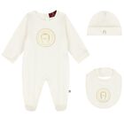Ivory & Gold Logo Babygrow Gift Set, 1, hi-res