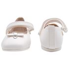 Younger Girls White Bow Ballerina Shoes, 1, hi-res