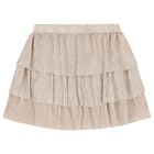Girls Gold Plissé Skirt Set, 1, hi-res