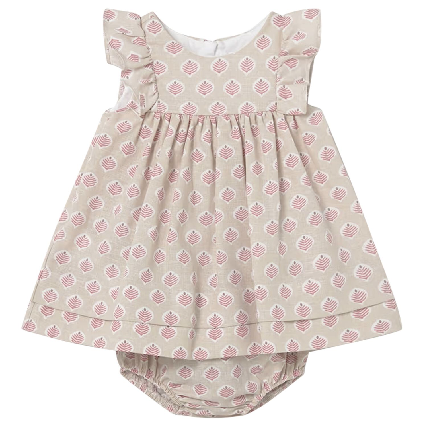 Baby Girls Beige Dress Set, 2, hi-res
