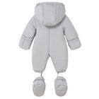 Grey Embroidered Baby Snowsuit, 1, hi-res