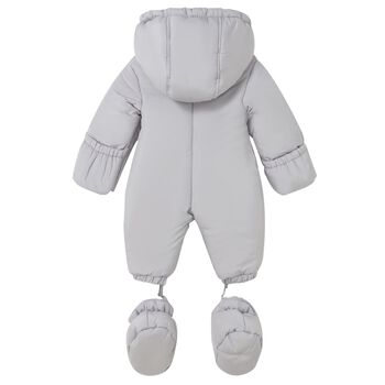 Grey Embroidered Baby Snowsuit