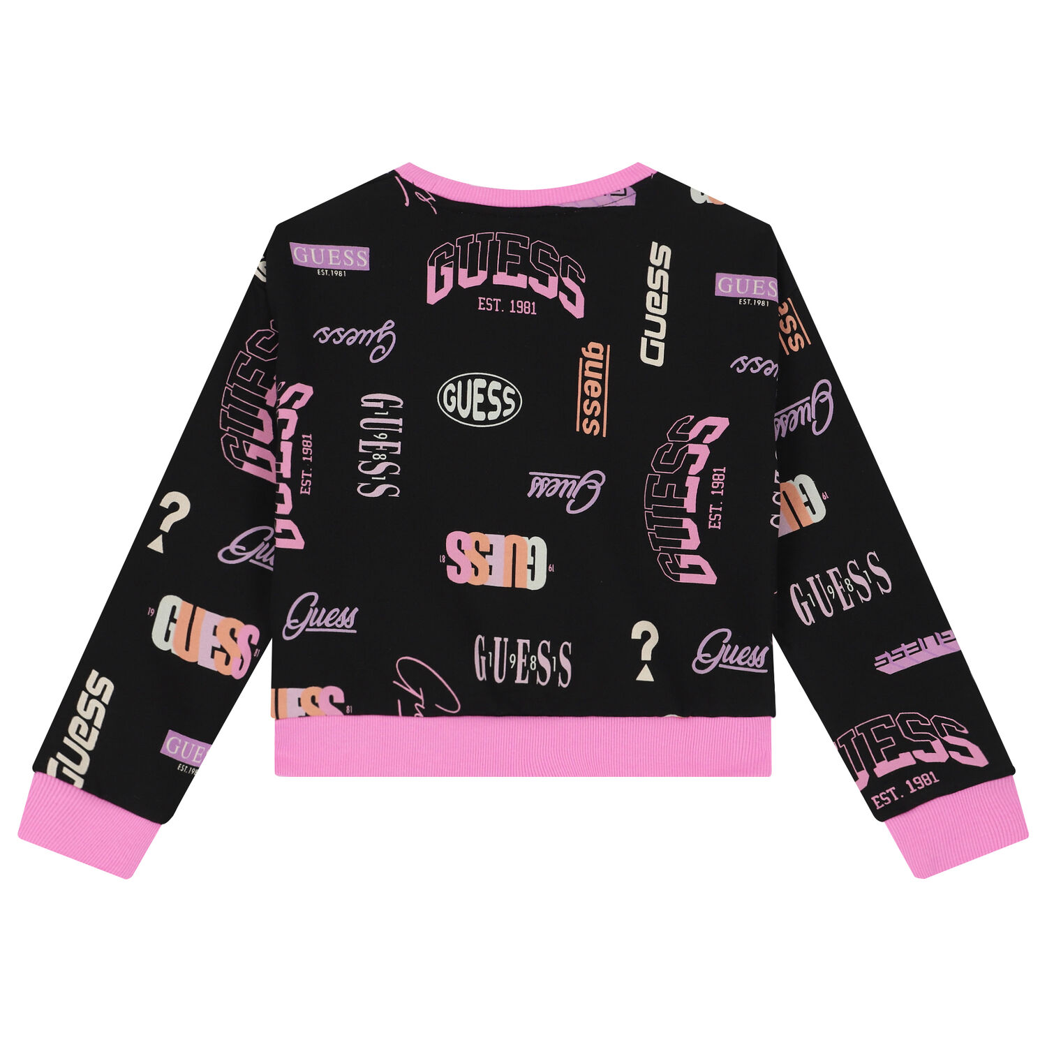 Girls Black Logo Sweatshirt, 1, hi-res