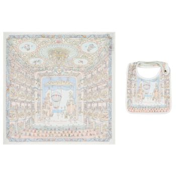 Ivory & Blue Ballet de Paris Baby Carr&eacute; Swaddle & Bib Gift Set
