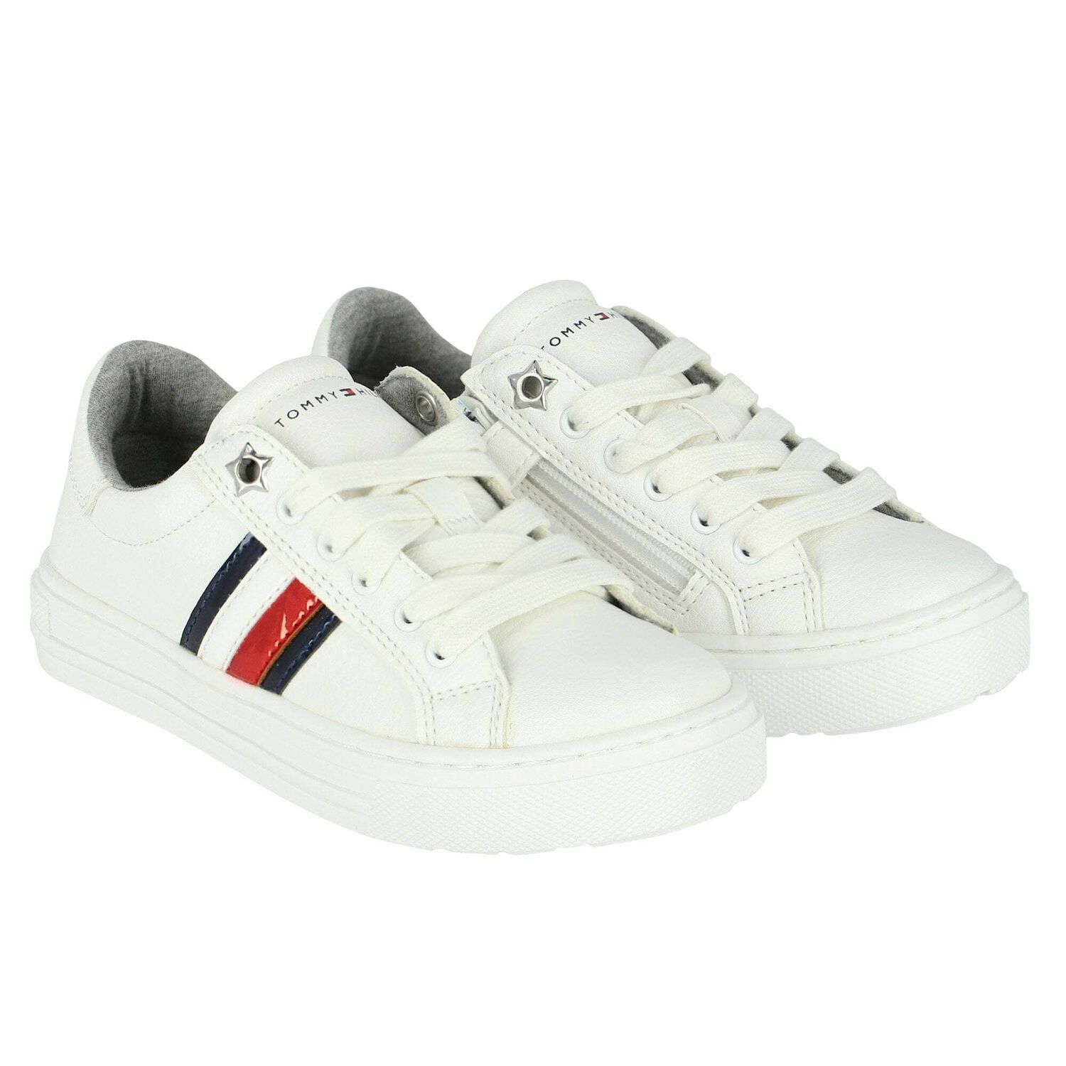 Girls White Logo Trainers, 1, hi-res