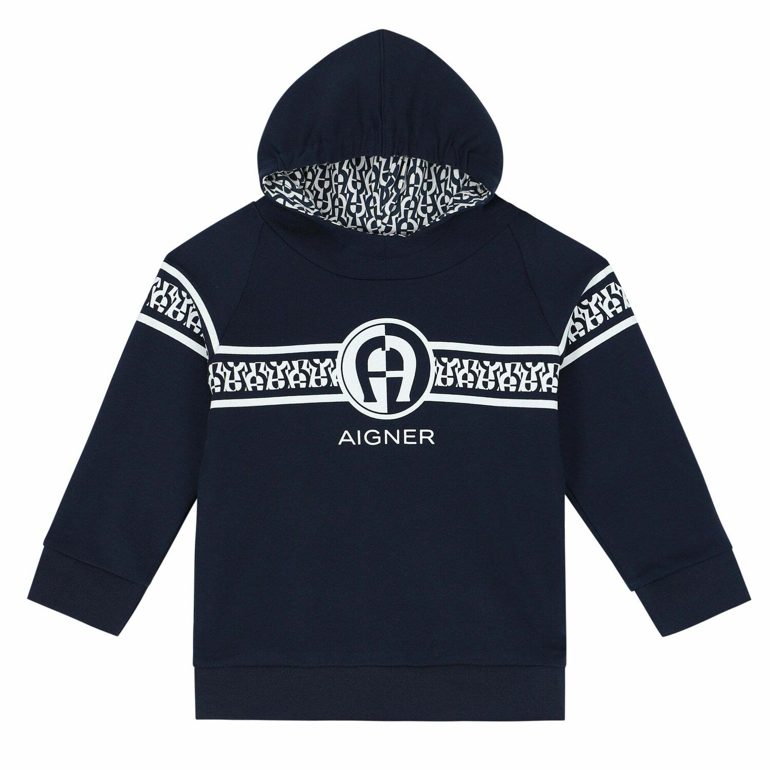 Younger Boys Navy Blue Logo Hooded Top, 1, hi-res