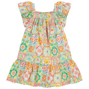 Girls Multi-Coloured Shirred Dress