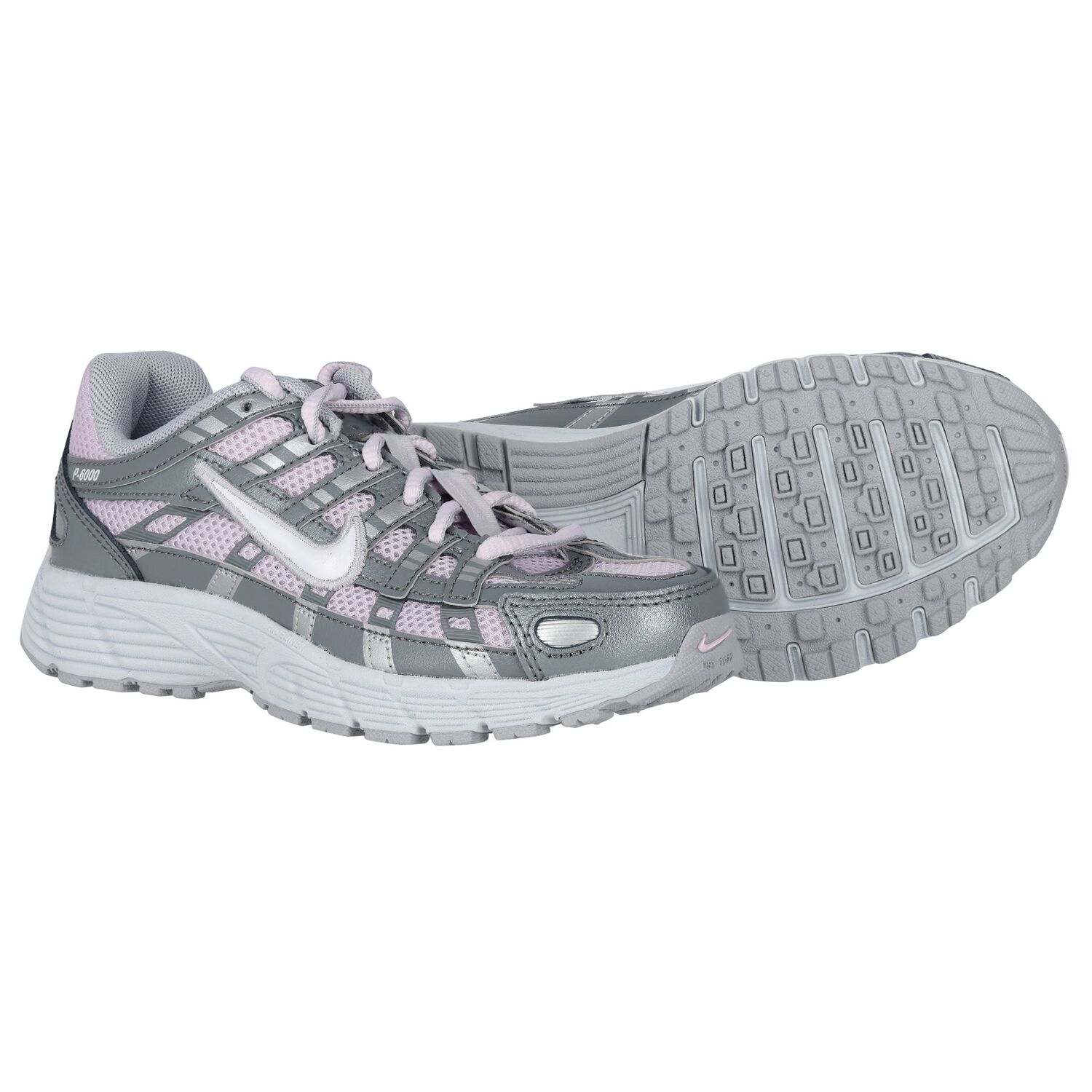 Girls Grey & Pink P-6000 Trainers, 1, hi-res image number null