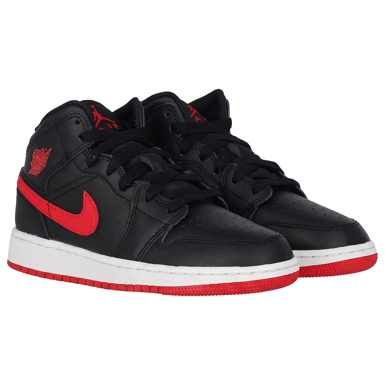 Black, White & Red Air Jordan 1 Mid Trainers, 10, hi-res