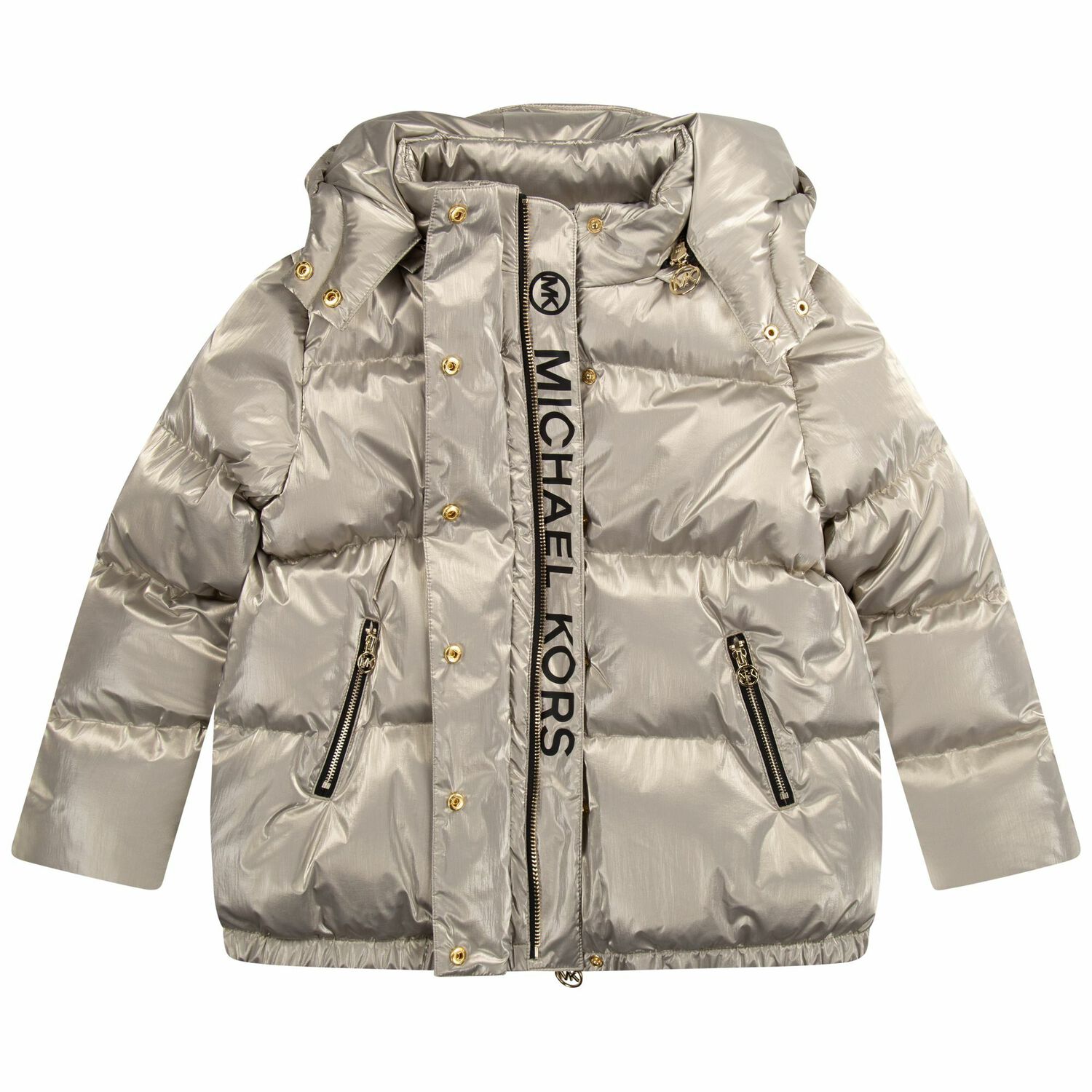 Girls Gold Logo Puffer Jacket, 1, hi-res image number null