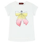 Girls White Bow Logo T-Shirt, 1, hi-res