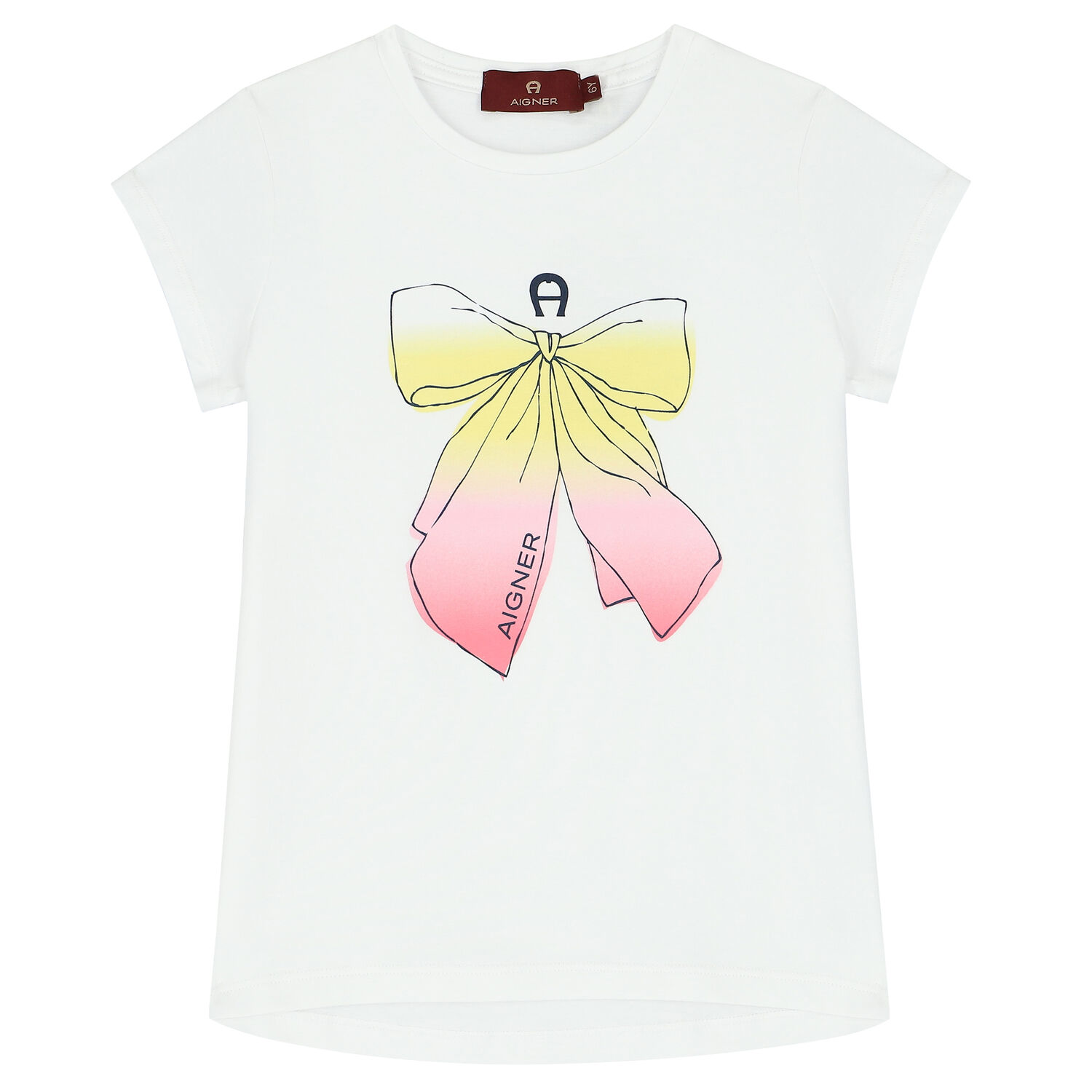 Girls White Bow Logo T-Shirt, 1, hi-res