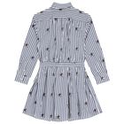 Girls White & Blue Polo Bear Striped Dress, 1, hi-res