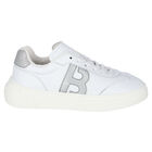 Girls White Logo Trainers, 1, hi-res