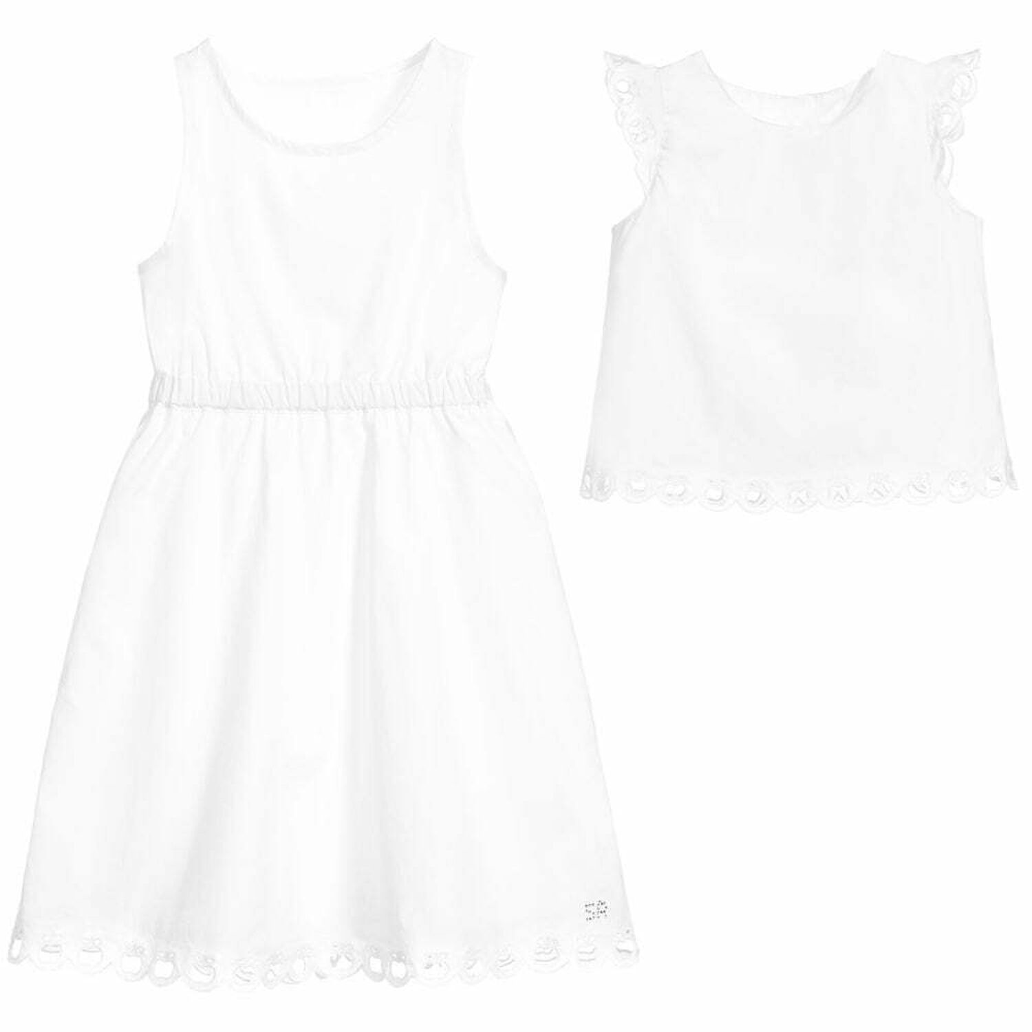 Girls White Ezel Dress, 1, hi-res