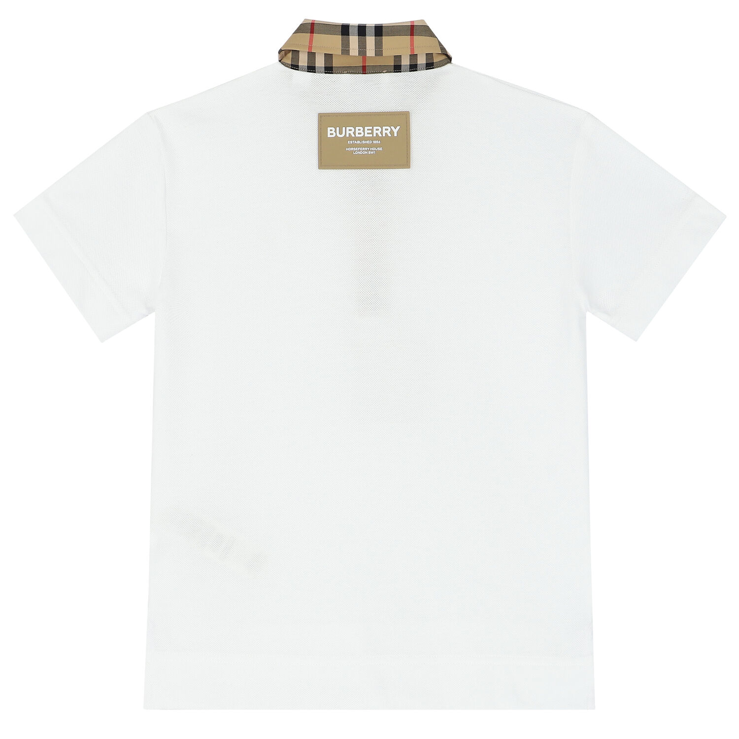 Boys White Checkered Polo Shirt, 1, hi-res