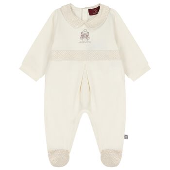Ivory & Beige Teddy Bear Logo Babygrow