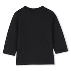 Younger Boys Black Logo Long Sleeve Top, 1, hi-res