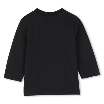 Younger Boys Black Logo Long Sleeve Top