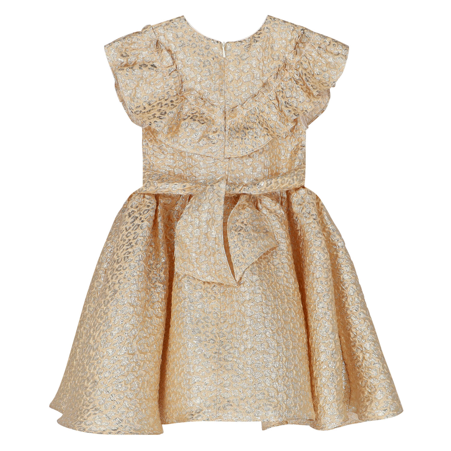 Girls Gold Jacquard Dress, 1, hi-res