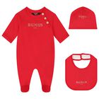 Red & Gold Logo Babygrow Gift Set, 2, hi-res