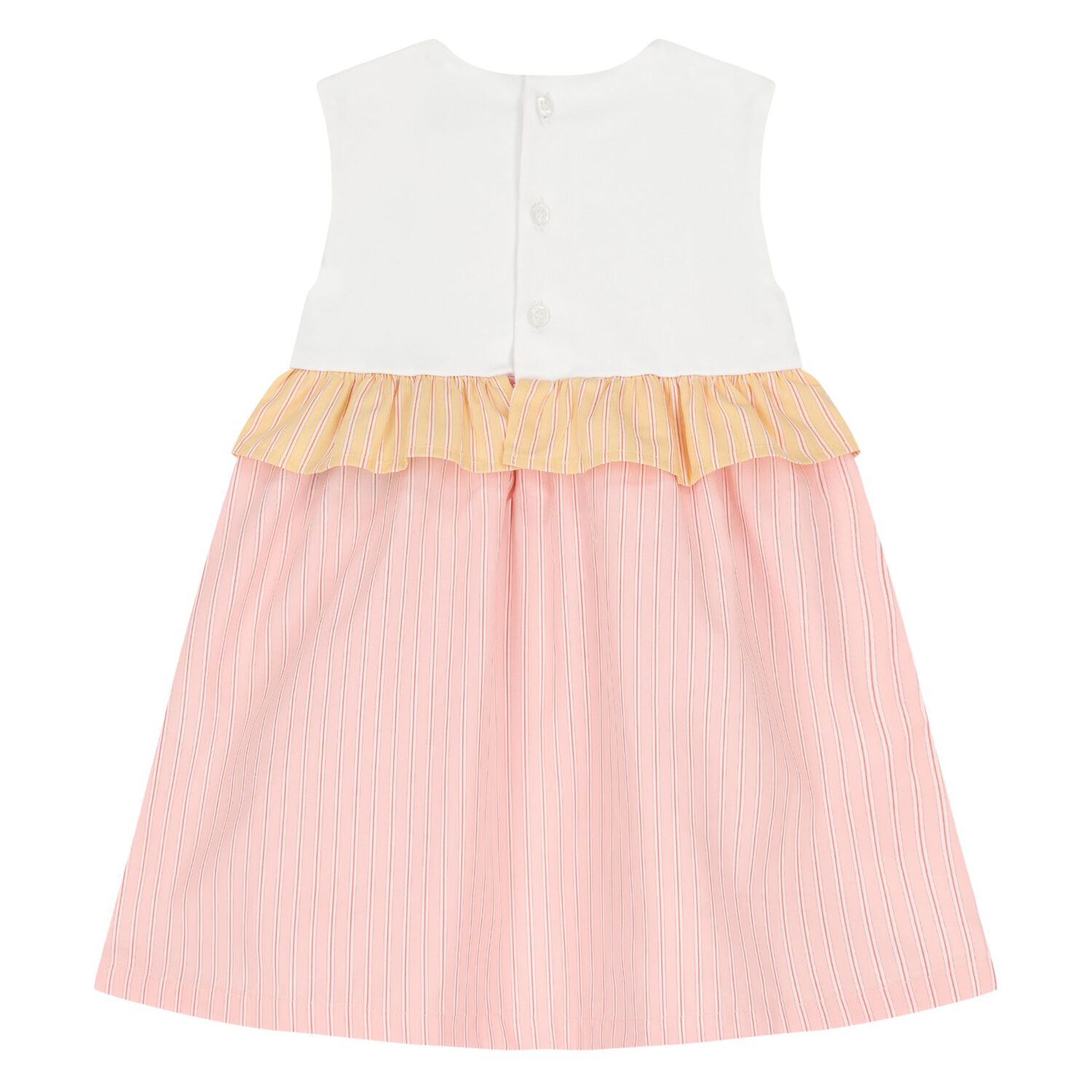 Younger Girls White & Pink Bag Dress, 1, hi-res