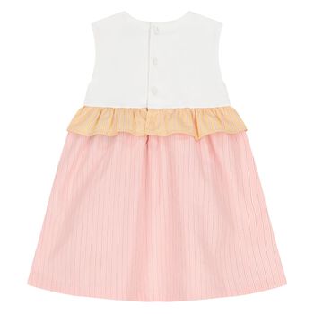 Younger Girls White & Pink Bag Dress