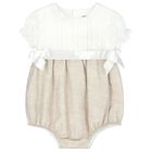 Baby Girls Ivory & Beige Romper, 1, hi-res