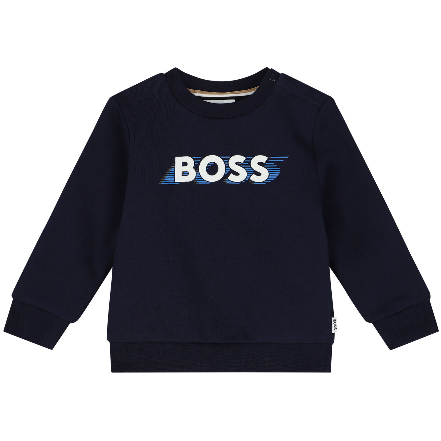 Younger Boys Navy Blue Logo Sweatshirt, 1, hi-res
