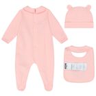 Baby Girls Pink Teddy Bear Logo Babygrow Gift Set, 4, hi-res