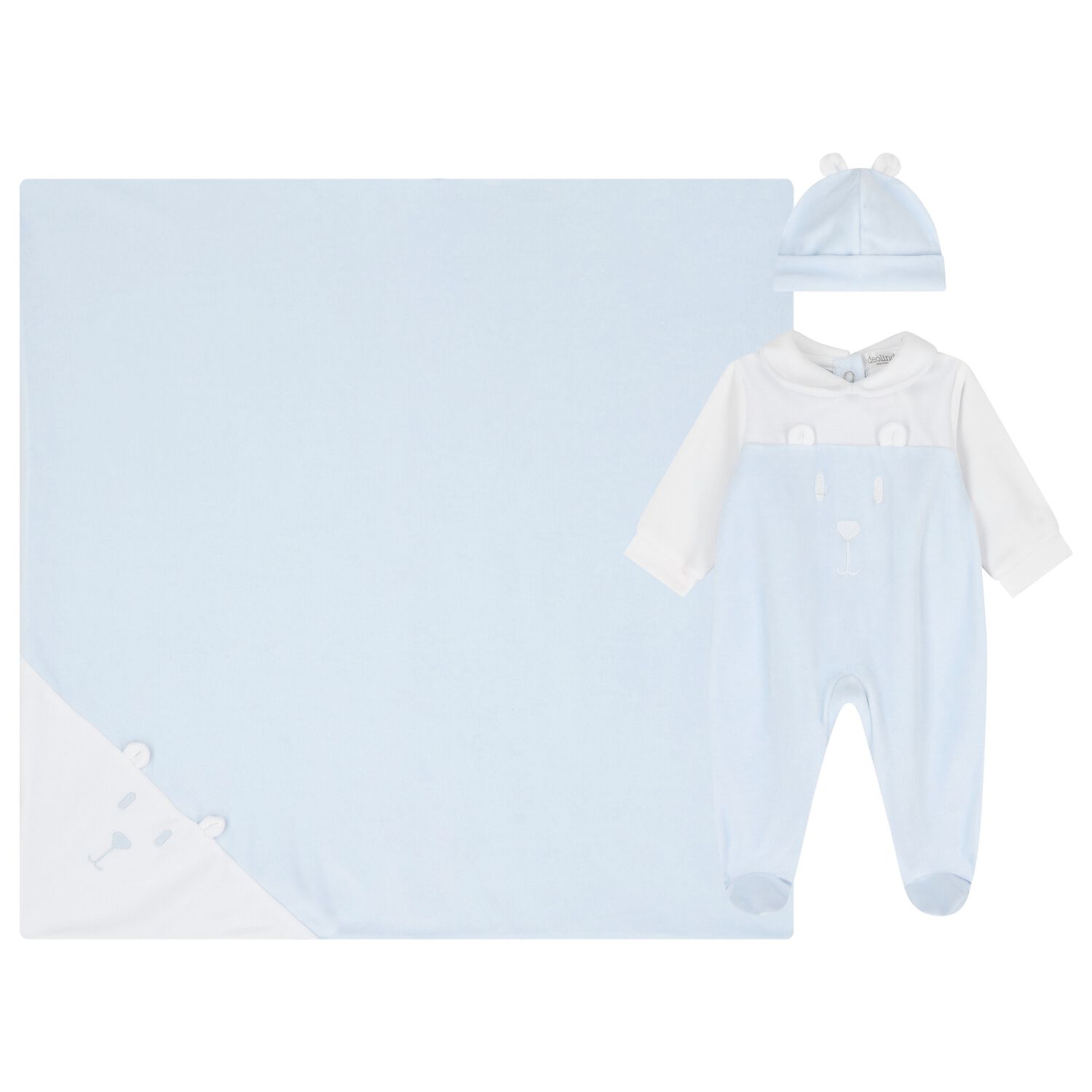 Baby Boys White & Blue Teddy Bear Babygrow Gift Set, 2, hi-res