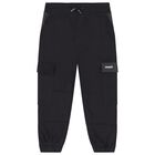 Boys Black Logo Joggers , 1, hi-res
