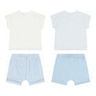 Baby Boys White & Blue Shorts Set ( 2-Pack ), 1, hi-res