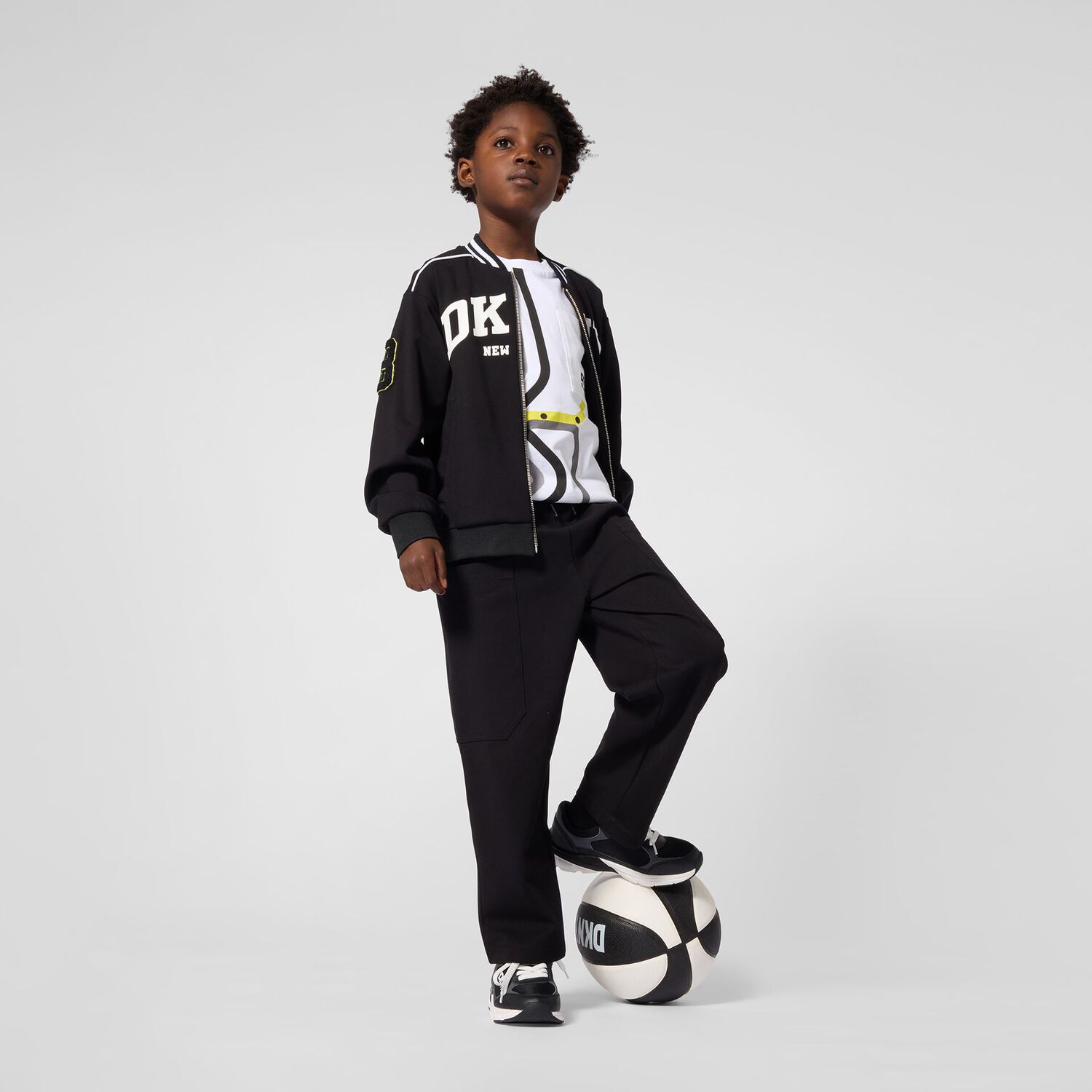 Boys Black Logo Trousers, 1, hi-res